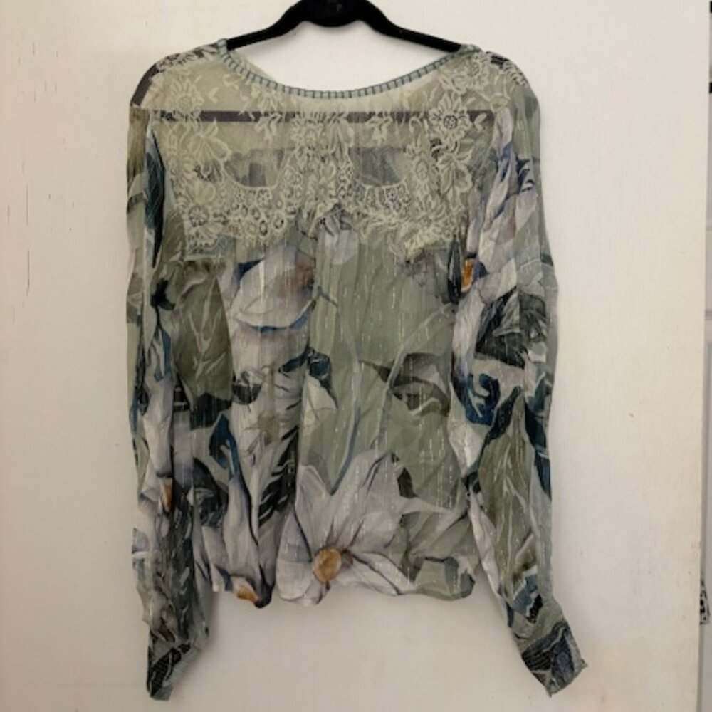 Bl-nk London Green Floral Blouse, Sz S NWT